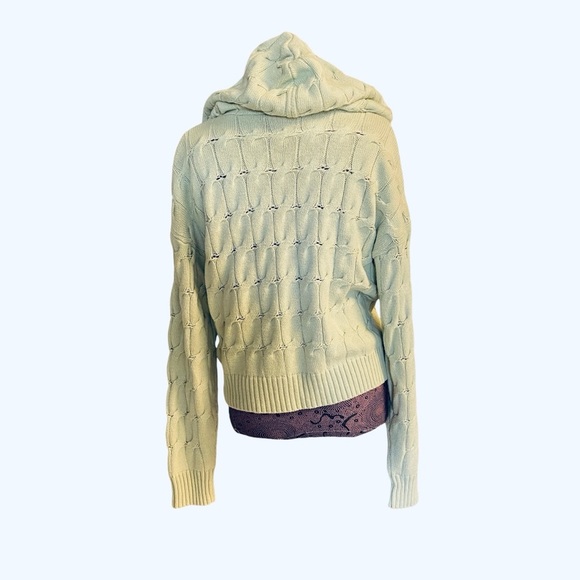 Saturday Sunday Anthropologie Sz L Soft Green Knit Pull Over Hoodie Sweater - Picture 2 of 5
